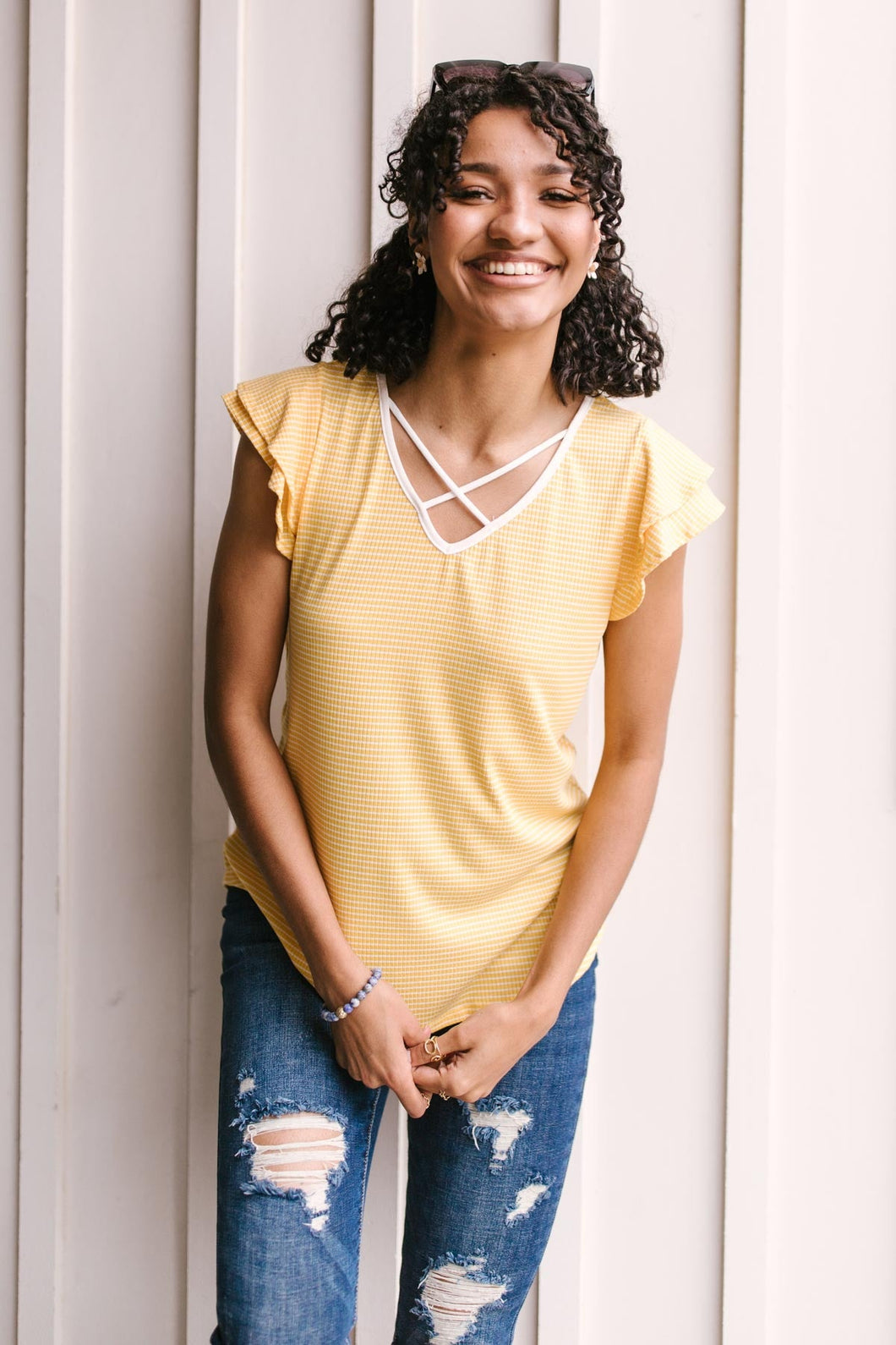 Out of Town Top in Yellow-Womens-Modish Lily, Tecumseh Michigan