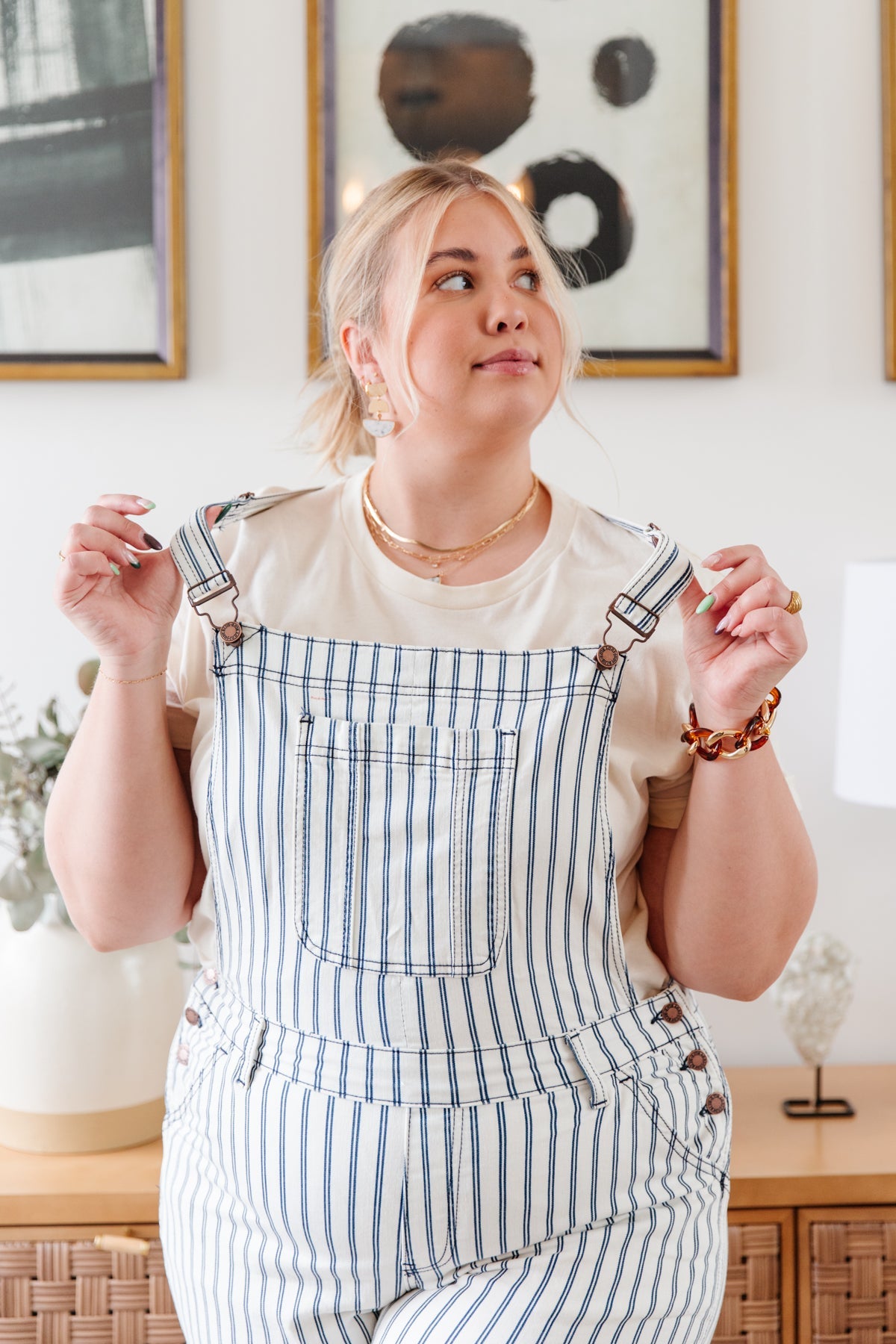 Railroad Stripe Overalls-Womens-Modish Lily, Tecumseh Michigan