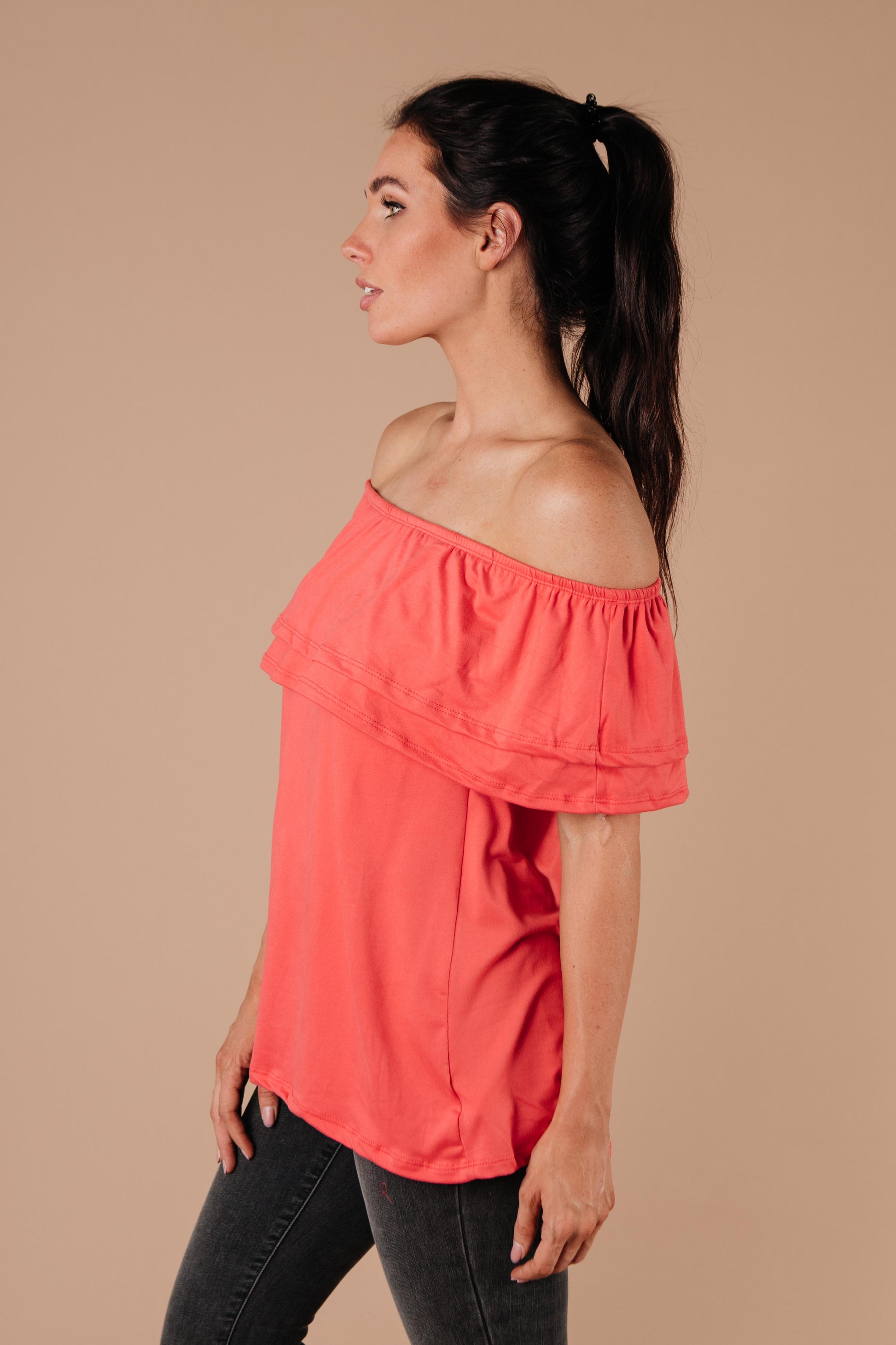 Sexy Señorita Off-Shoulder Top In Pink-Womens-Modish Lily, Tecumseh Michigan