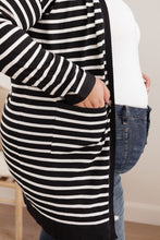 Load image into Gallery viewer, Swift Stripes Pocket Cardigan in Black &amp; White-Womens-Modish Lily, Tecumseh Michigan
