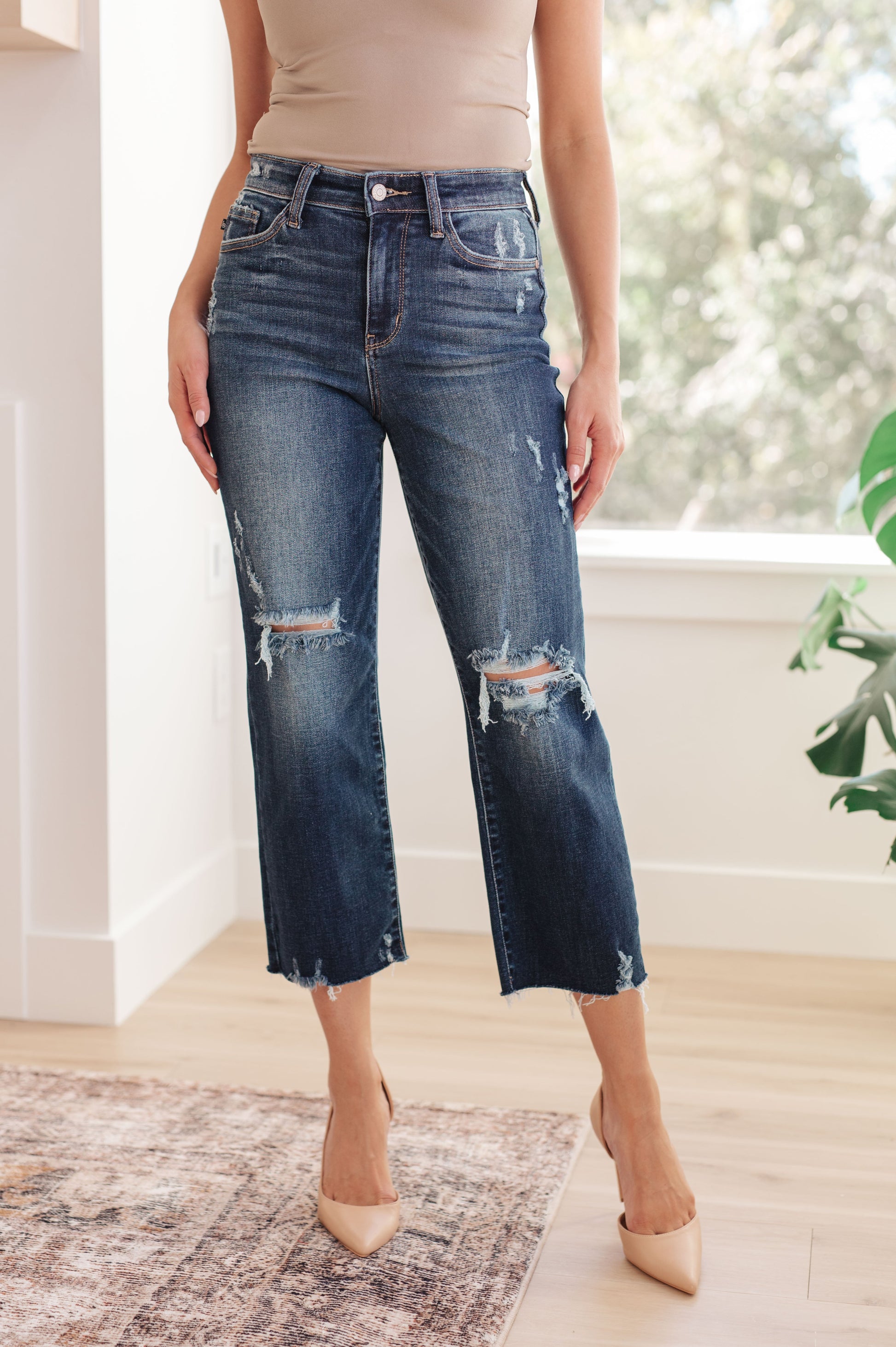 Whitney High Rise Distressed Wide Leg Crop Jeans-Womens-Modish Lily, Tecumseh Michigan