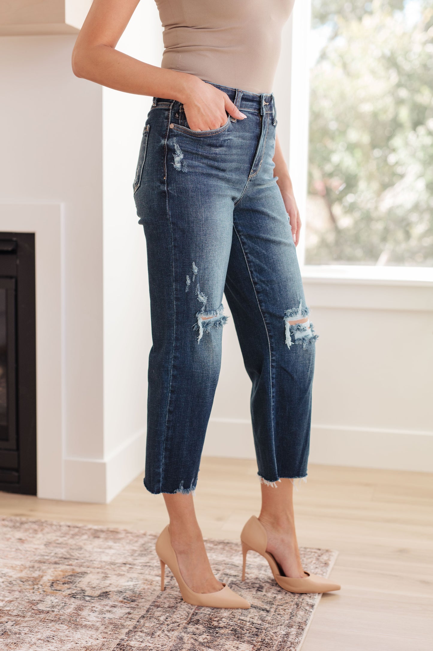 Whitney High Rise Distressed Wide Leg Crop Jeans-Womens-Modish Lily, Tecumseh Michigan