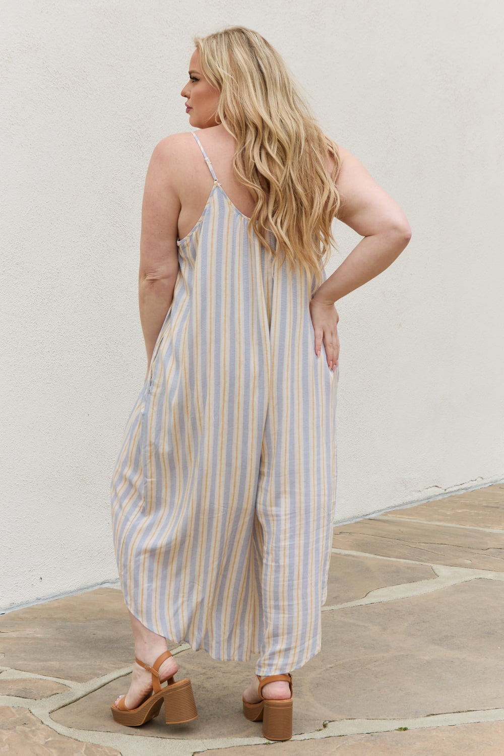 Multi Colored Striped Jumpsuit with Pockets-Modish Lily, Tecumseh Michigan