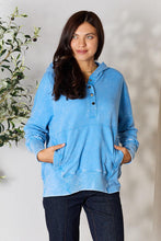 Load image into Gallery viewer, Sky Blue Half Snap Long Sleeve Hoodie with Pockets-Modish Lily, Tecumseh Michigan
