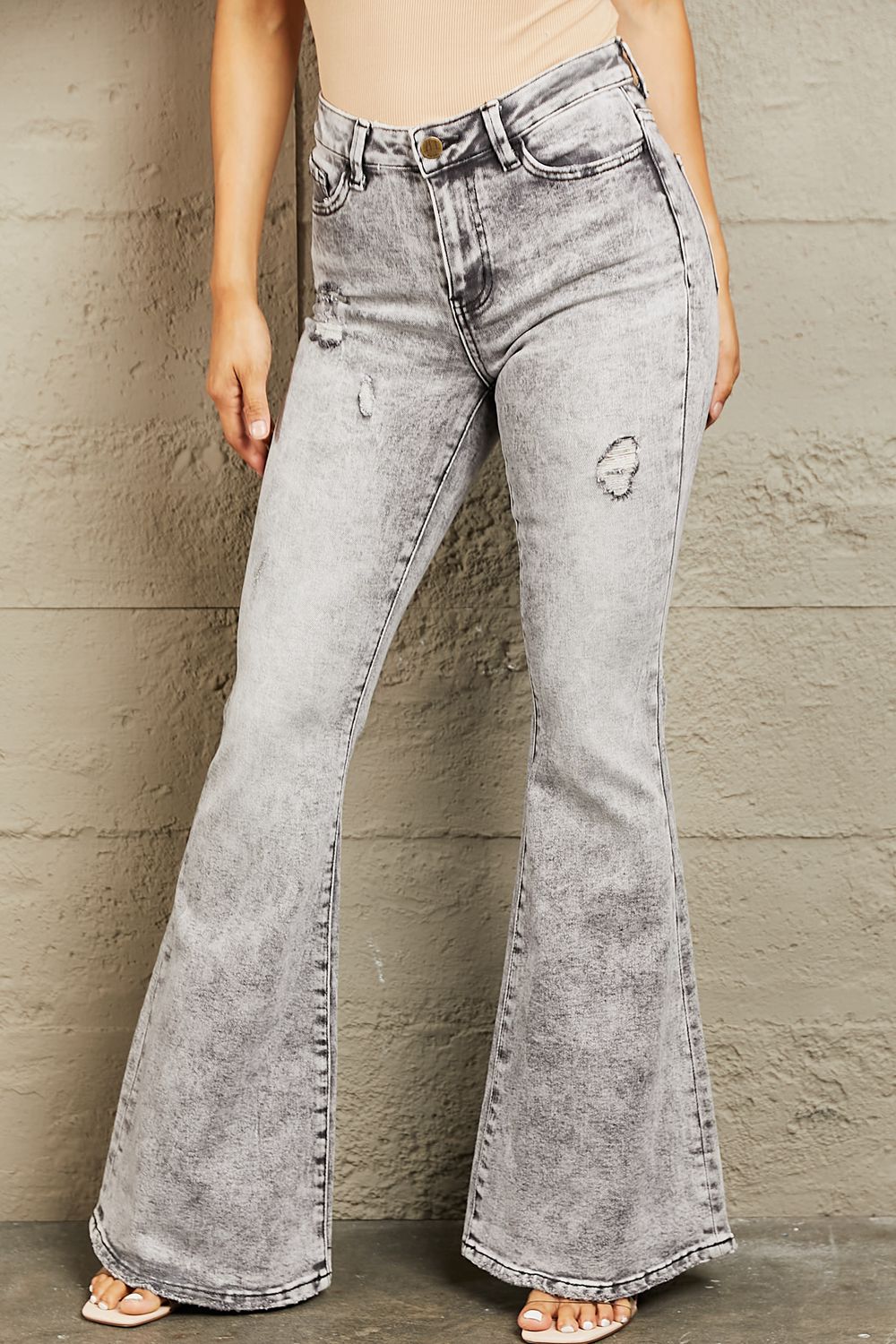 BAYEAS High Waisted Acid Wash Flare Jeans-Modish Lily, Tecumseh Michigan