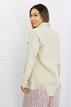 Load image into Gallery viewer, Distressed Button Down Denim Jacket in Sand-Modish Lily, Tecumseh Michigan

