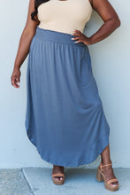 Load image into Gallery viewer, High Waist Scoop Hem Maxi Skirt in Dusty Blue-Modish Lily, Tecumseh Michigan

