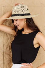 Load image into Gallery viewer, Fight Through It Lace Detail Straw Braided Fashion Sun Hat-Modish Lily, Tecumseh Michigan
