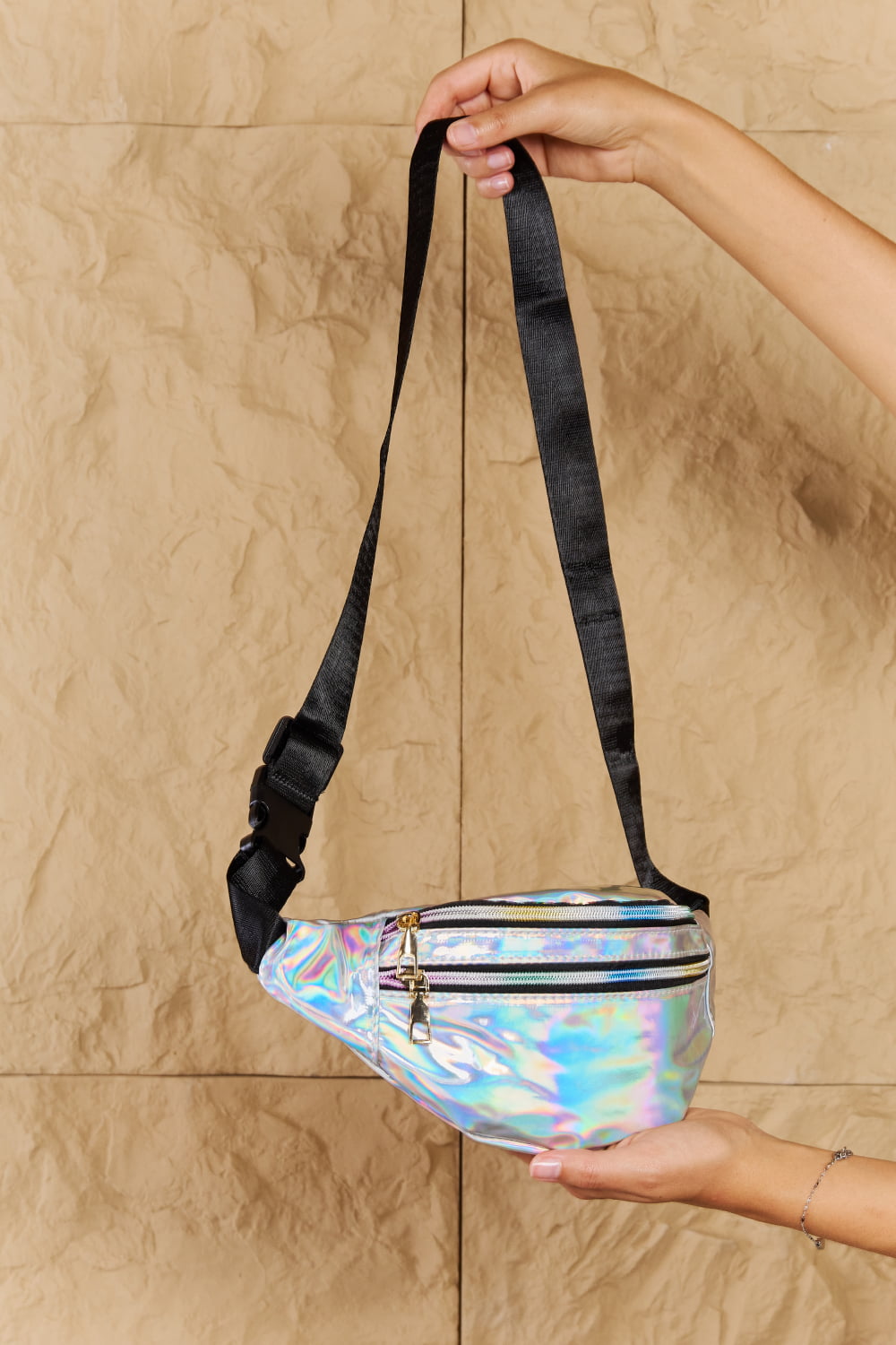 Good Vibrations Holographic Double Zipper Fanny Pack in Silver-Modish Lily, Tecumseh Michigan