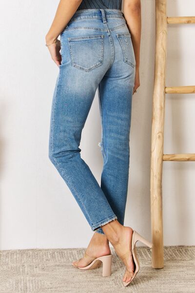 Kancan High Rise Distressed Slim Straight Jeans-Modish Lily, Tecumseh Michigan