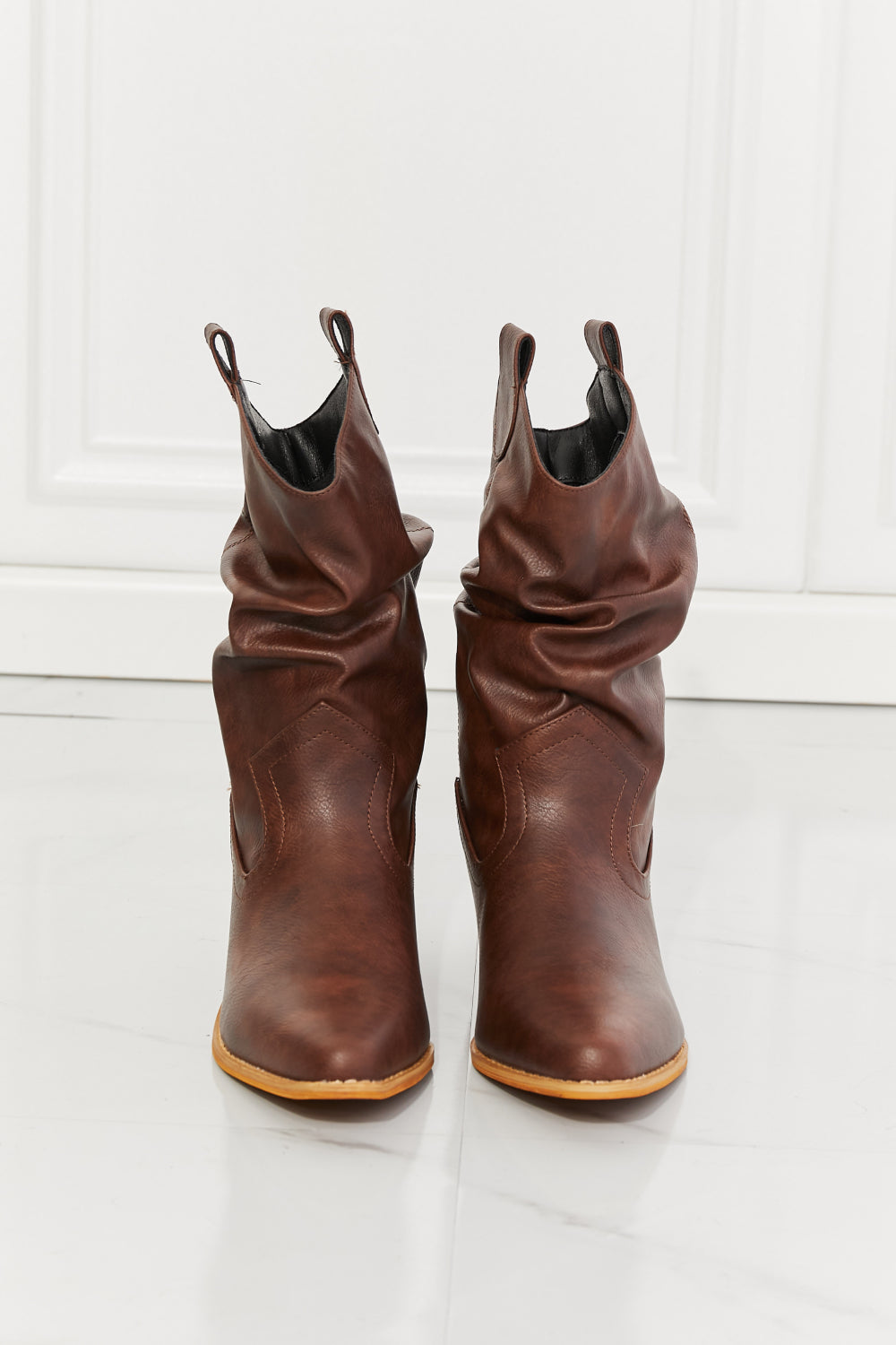 MMShoes Better in Texas Scrunch Cowboy Boots in Brown-Modish Lily, Tecumseh Michigan