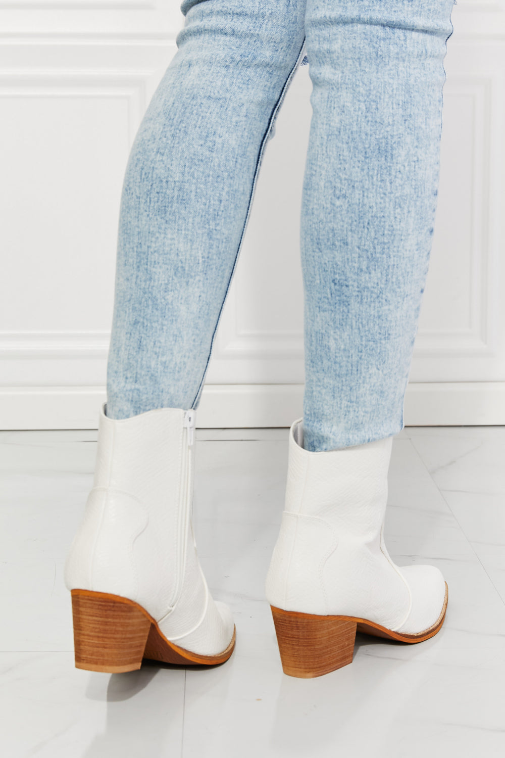 MMShoes Watertower Town Faux Leather Western Ankle Boots in White-Modish Lily, Tecumseh Michigan