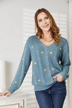 Load image into Gallery viewer, Floral Embroidered Cable Cardigan-Modish Lily, Tecumseh Michigan

