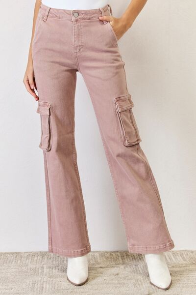 RISEN Full Size High Rise Cargo Wide Leg Jeans-Modish Lily, Tecumseh Michigan