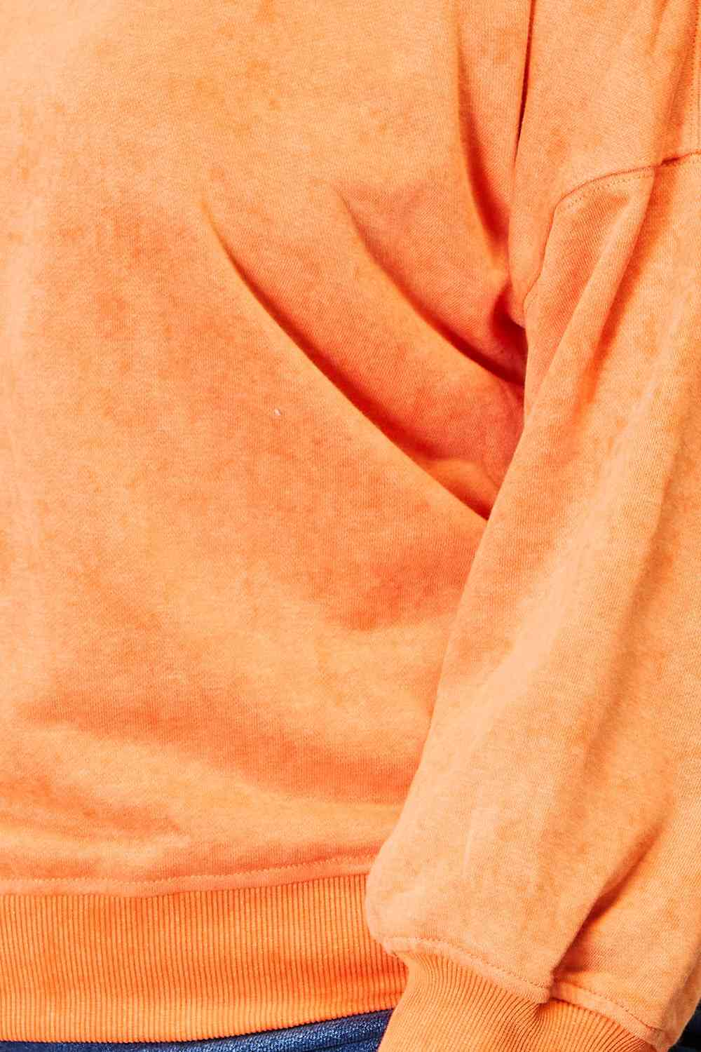 Pumpkin Round Neck Dropped Shoulder Sweatshirt-Modish Lily, Tecumseh Michigan