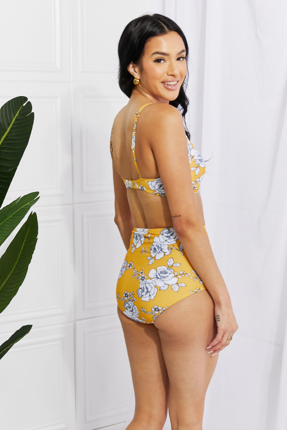 Marina West Swim Take A Dip Twist High-Rise Bikini in Mustard-Modish Lily, Tecumseh Michigan