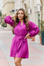 Load image into Gallery viewer, Hello Darling Half Sleeve Belted Mini Dress in Magenta-Modish Lily, Tecumseh Michigan
