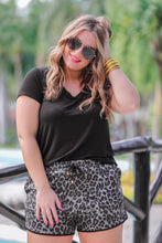 Load image into Gallery viewer, Spot On Leopard Drawstring Everyday Shorts in Charcoal-Womens-Modish Lily, Tecumseh Michigan
