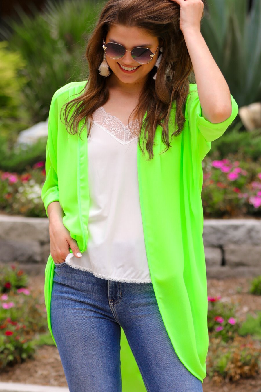 Sunny and 75 Neon Kimono in Neon Green-Womens-Modish Lily, Tecumseh Michigan