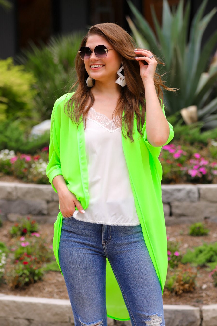 Sunny and 75 Neon Kimono in Neon Green-Womens-Modish Lily, Tecumseh Michigan